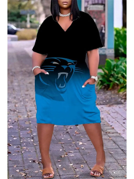 Carolina Panthers V-neck Casual Pocket Dress Limited Edition AZBTVCPD000150