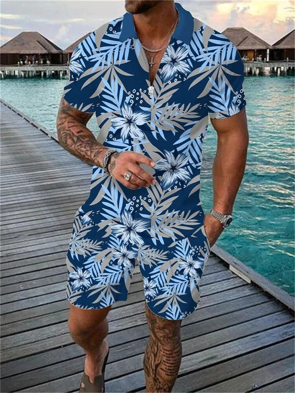 Dallas Cowboys Zip Polo Shirt And Shorts Men AZPLZ073