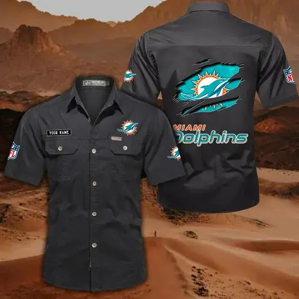 Miami Dolphins Men’s Short Sleeve Cargo Shirts New 2025 AZBT2DCGS000020