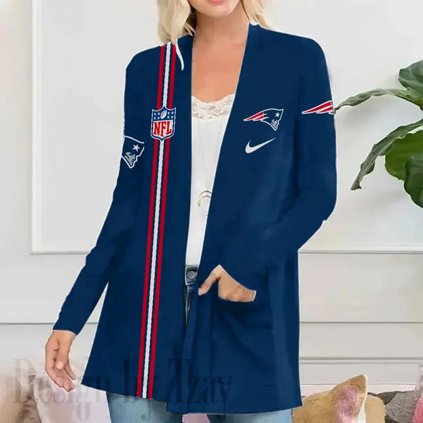 New England Patriots Women Patch Pocket Cardigan BT132
