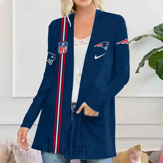 New England Patriots Women Patch Pocket Cardigan BT132