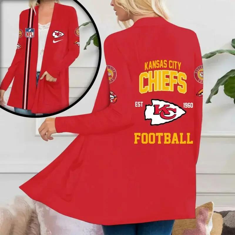 Kansas City Chiefs Women Patch Pocket Cardigan BT092