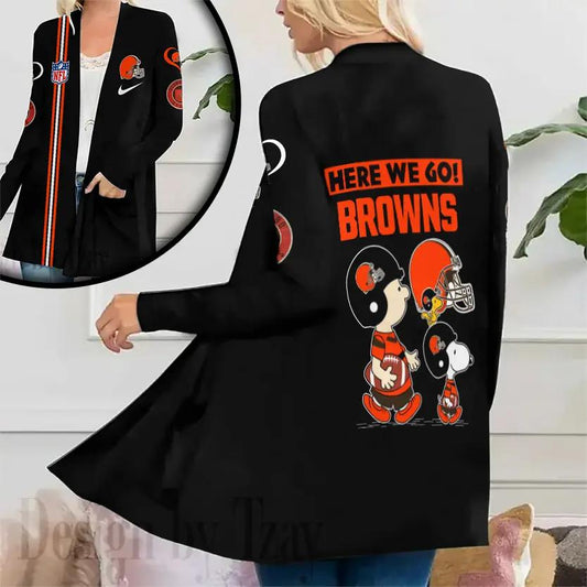 Cleveland Browns Women Patch Pocket Cardigan BT046
