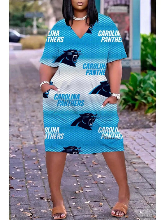 Carolina Panthers V-neck Casual Pocket Dress Limited Edition AZBTVCPD000161