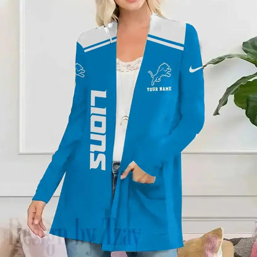 Detroit Lions Women Patch Pocket Cardigan BT069