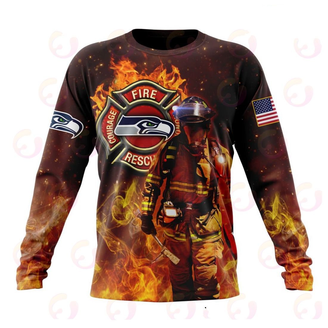 Seattle Seahawks Honor Firefighters – First Responders All Over Printed T-shirt Sweatshirt Hoodie AZCHD852