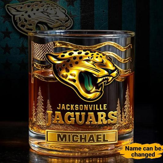 Jacksonville Jaguars Golden Logo Whiskey Glass SP04