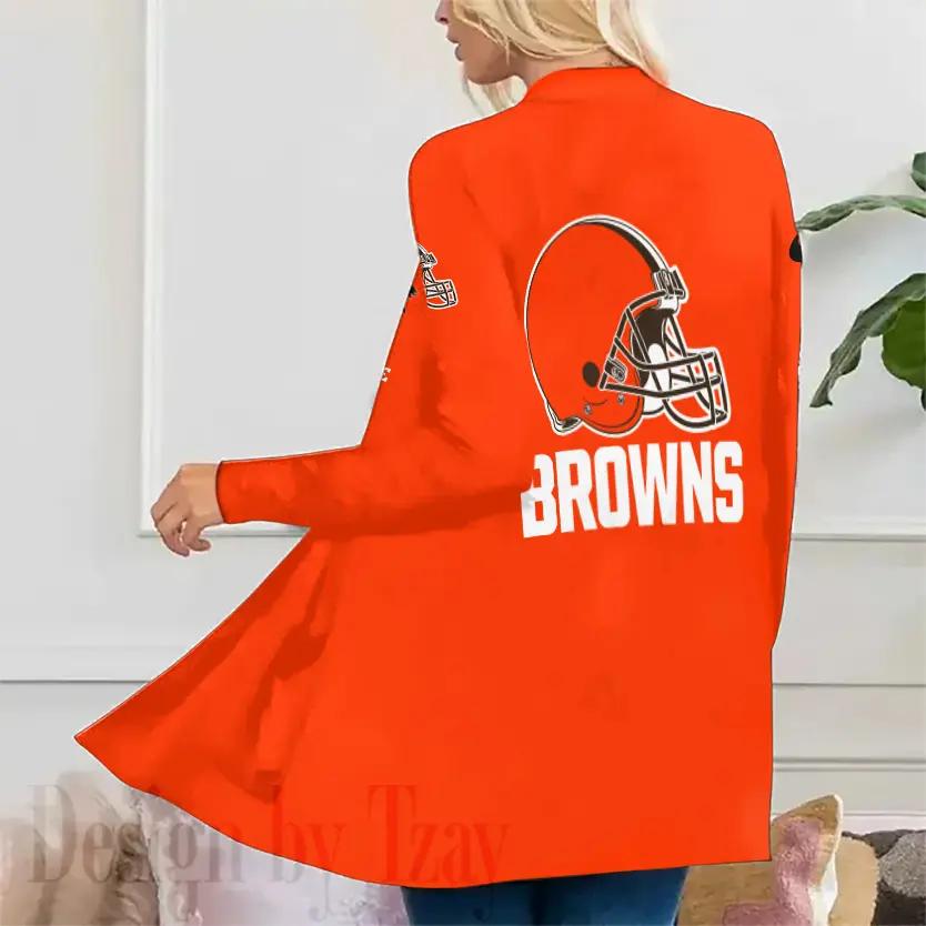 Cleveland Browns Women Patch Pocket Cardigan BT044