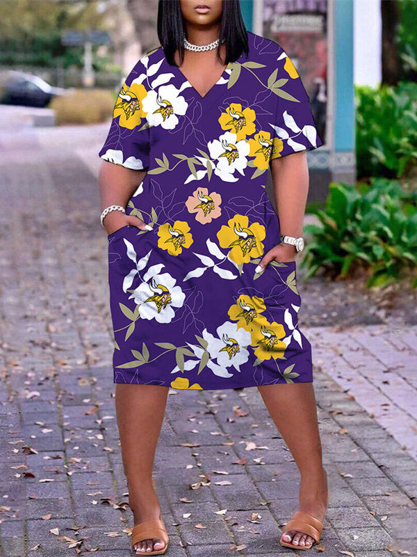 Minnesota Vikings V-neck Casual Pocket Dress Limited Edition AZBTVCPD000369