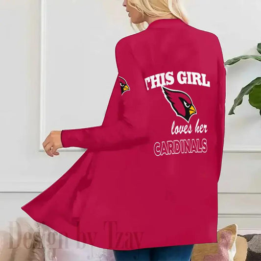 Arizona Cardinals Women Patch Pocket Cardigan BT003