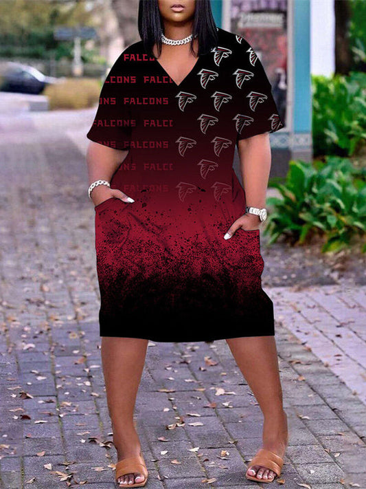 Atlanta Falcons V-neck Casual Pocket Dress Limited Edition AZBTVCPD000414