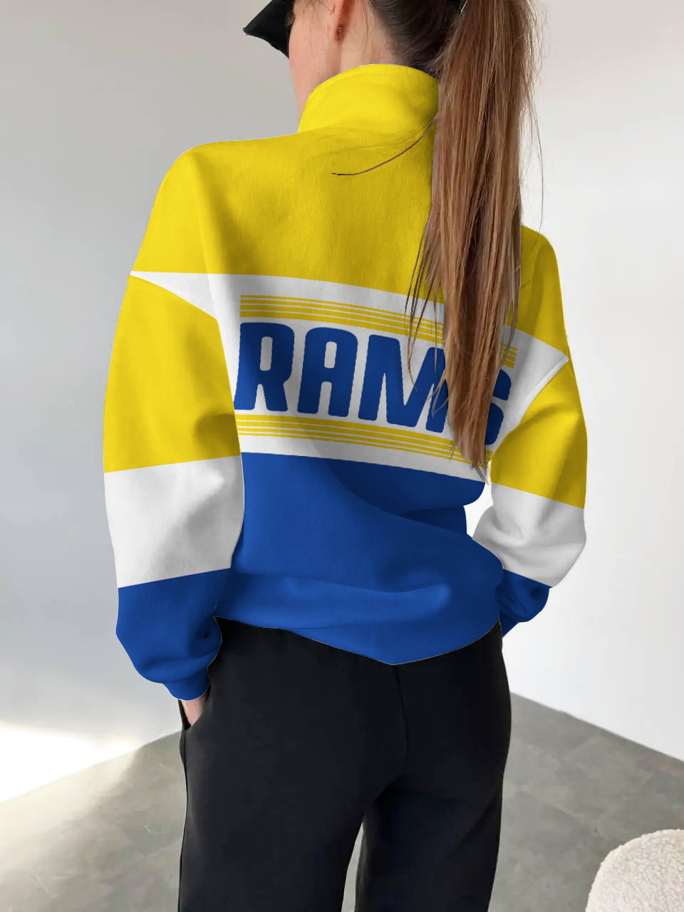 Los Angeles Rams Casual Colorful Stand Collar Sweatshirt AZBTSCSW000402