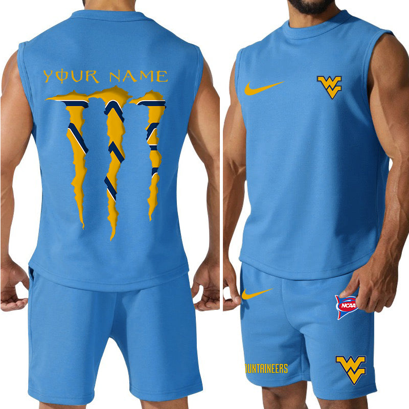 West Virginia Mountaineers Colorful Combo Men Jersey Tank Top and Shorts AZBTCMJTTS000052