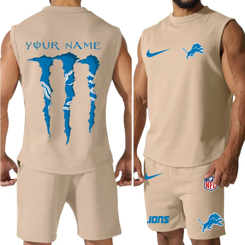 Detroit Lions Colorful Combo Men Jersey Tank Top and Shorts AZBTCMJTTS000016