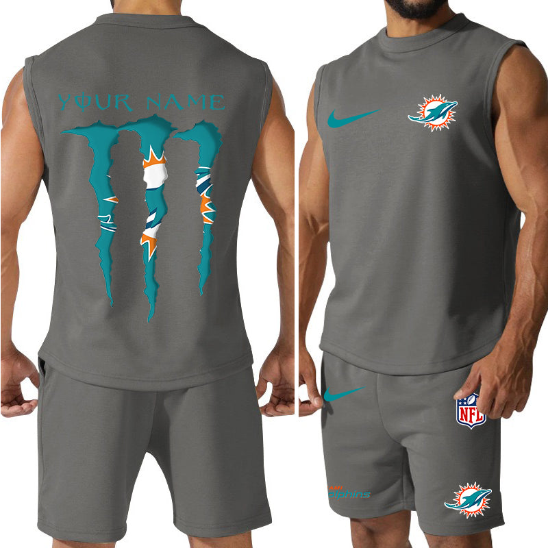 Miami Dolphins Colorful Combo Men Jersey Tank Top and Shorts AZBTCMJTTS000022