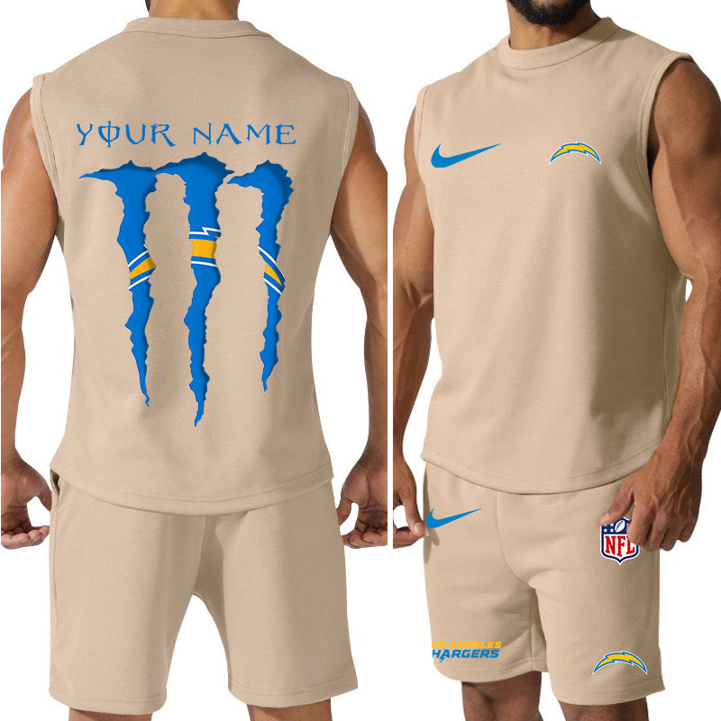 Los Angeles Chargers Colorful Combo Men Jersey Tank Top and Shorts AZBTCMJTTS000032