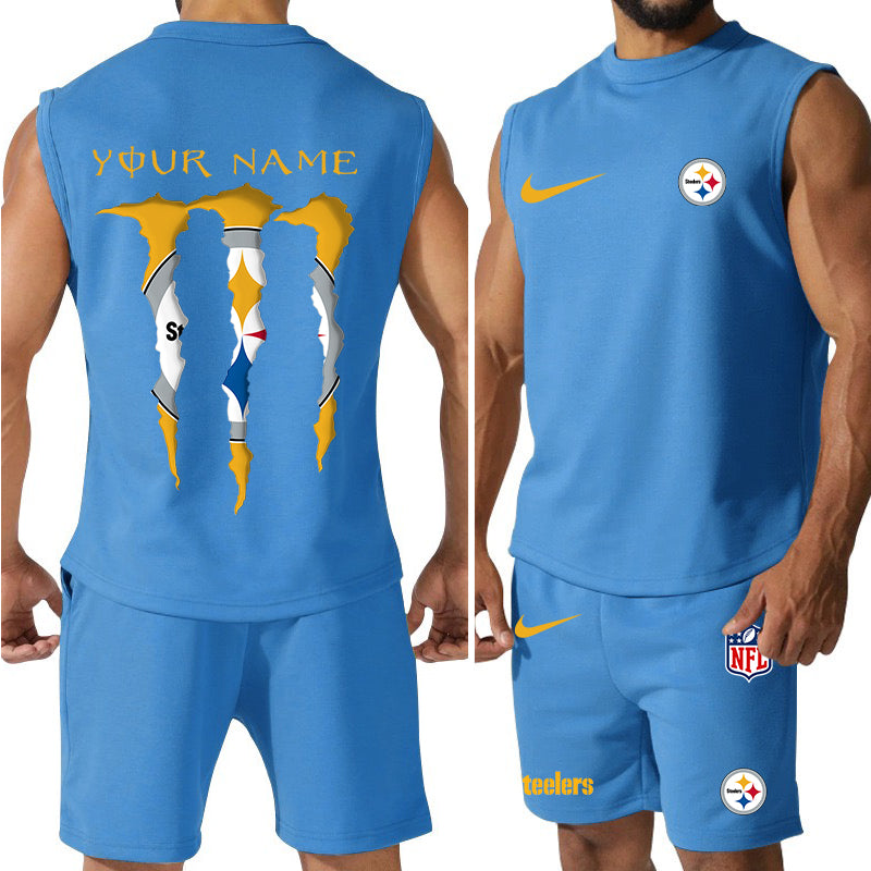 Pittsburgh Steelers Colorful Combo Men Jersey Tank Top and Shorts AZBTCMJTTS000030