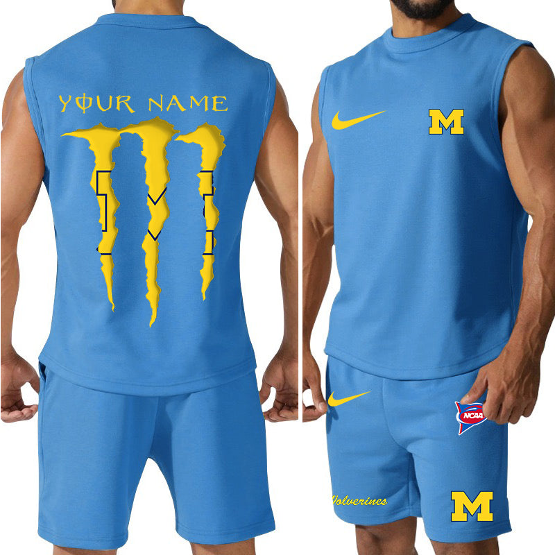 Michigan Wolverines Colorful Combo Men Jersey Tank Top and Shorts AZBTCMJTTS000065