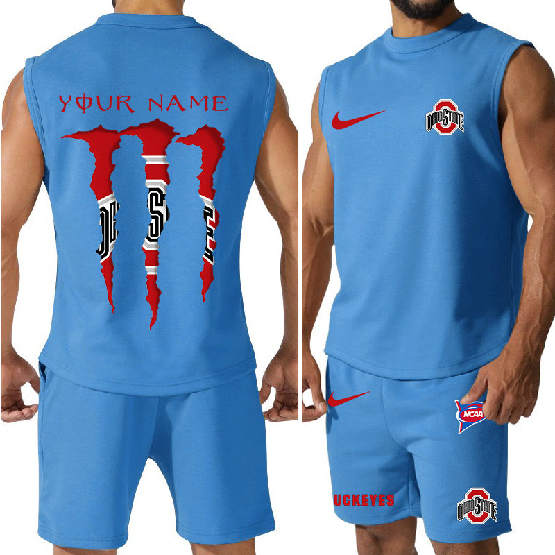 Ohio State Buckeyes Colorful Combo Men Jersey Tank Top and Shorts AZBTCMJTTS000041