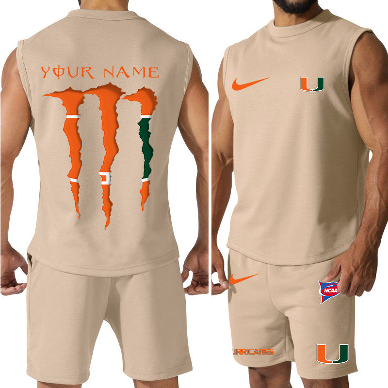 Miami Hurricanes Colorful Combo Men Jersey Tank Top and Shorts AZBTCMJTTS000035