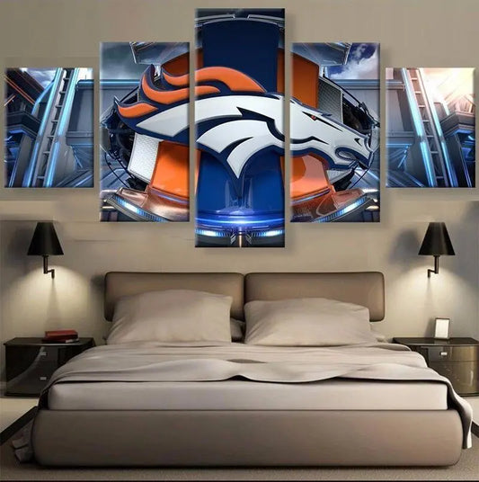 Denver Broncos 5 Piece Canvas Wall Art With Frame HA40
