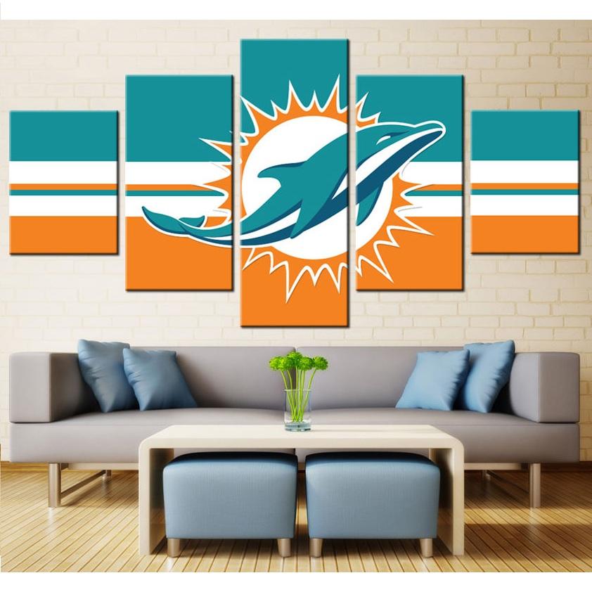 Miami Dolphins 5 Piece Canvas Wall Art With Frame HA20