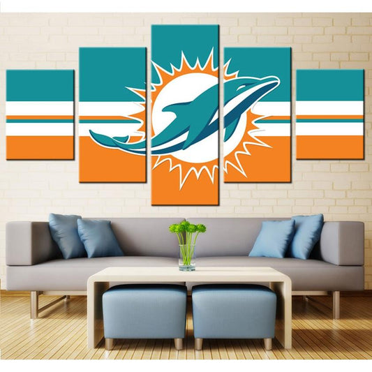 Miami Dolphins 5 Piece Canvas Wall Art With Frame HA20
