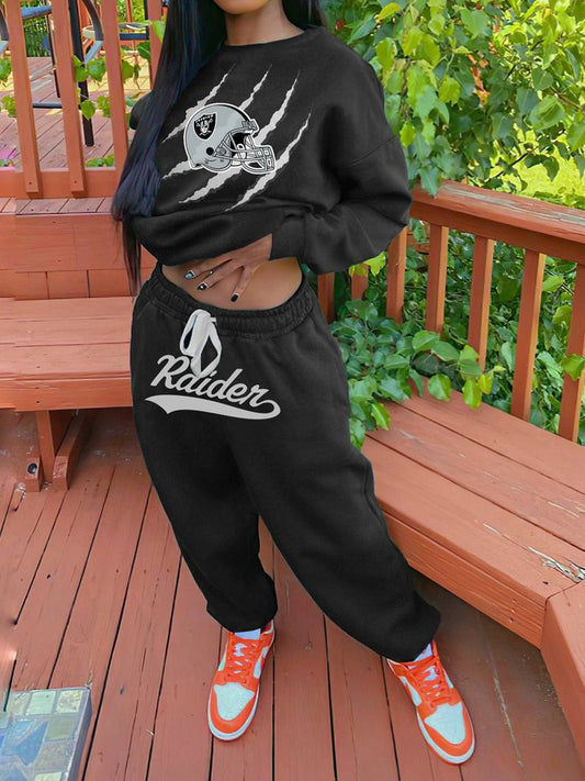 Las Vegas Raiders Drop Shoulder Sweatshirt and Sweatpants AZBTDSS000003
