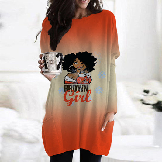 Cleveland Browns Casual Long Sleeve Pocket Dress AZBTLSPD000025