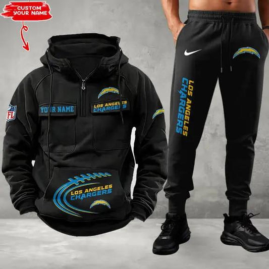 Los Angeles Chargers Combo Multi-Pockets Hoodie And Pants EM15
