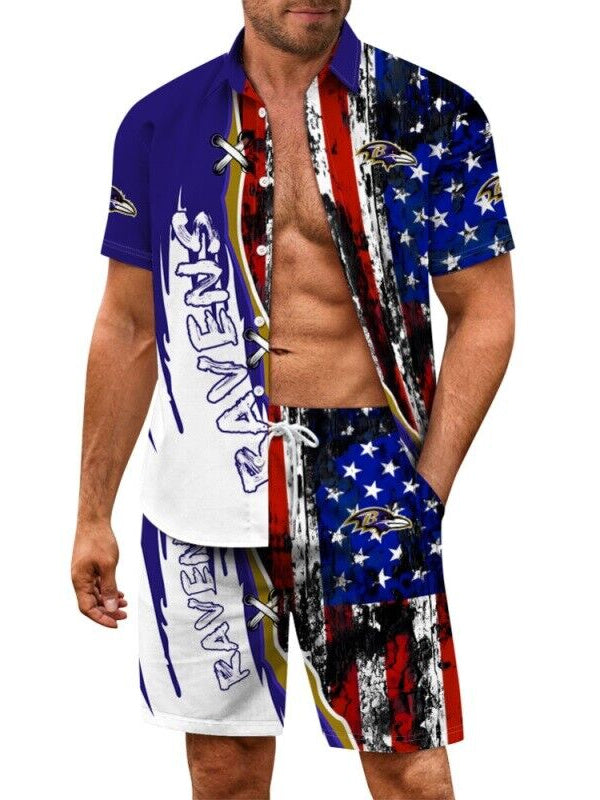 Baltimore Ravens Combo Hawaiian Shirt and Shorts AZBTHWSS000161
