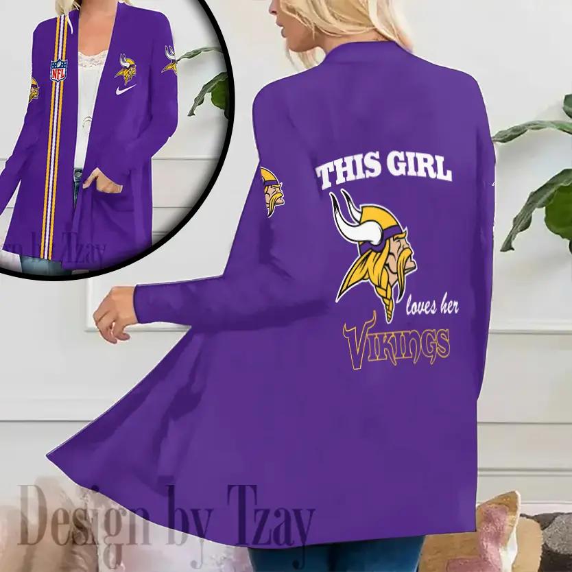 Minnesota Vikings Women Patch Pocket Cardigan BT127