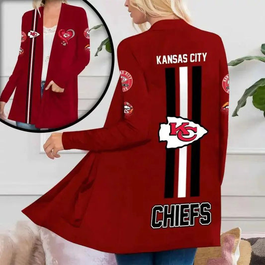 Kansas City Chiefs Women Patch Pocket Cardigan BT094