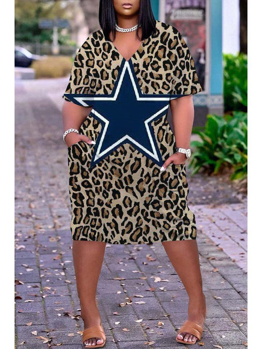 Dallas Cowboys V-neck Casual Pocket Dress Limited Edition AZBTVCPD000423