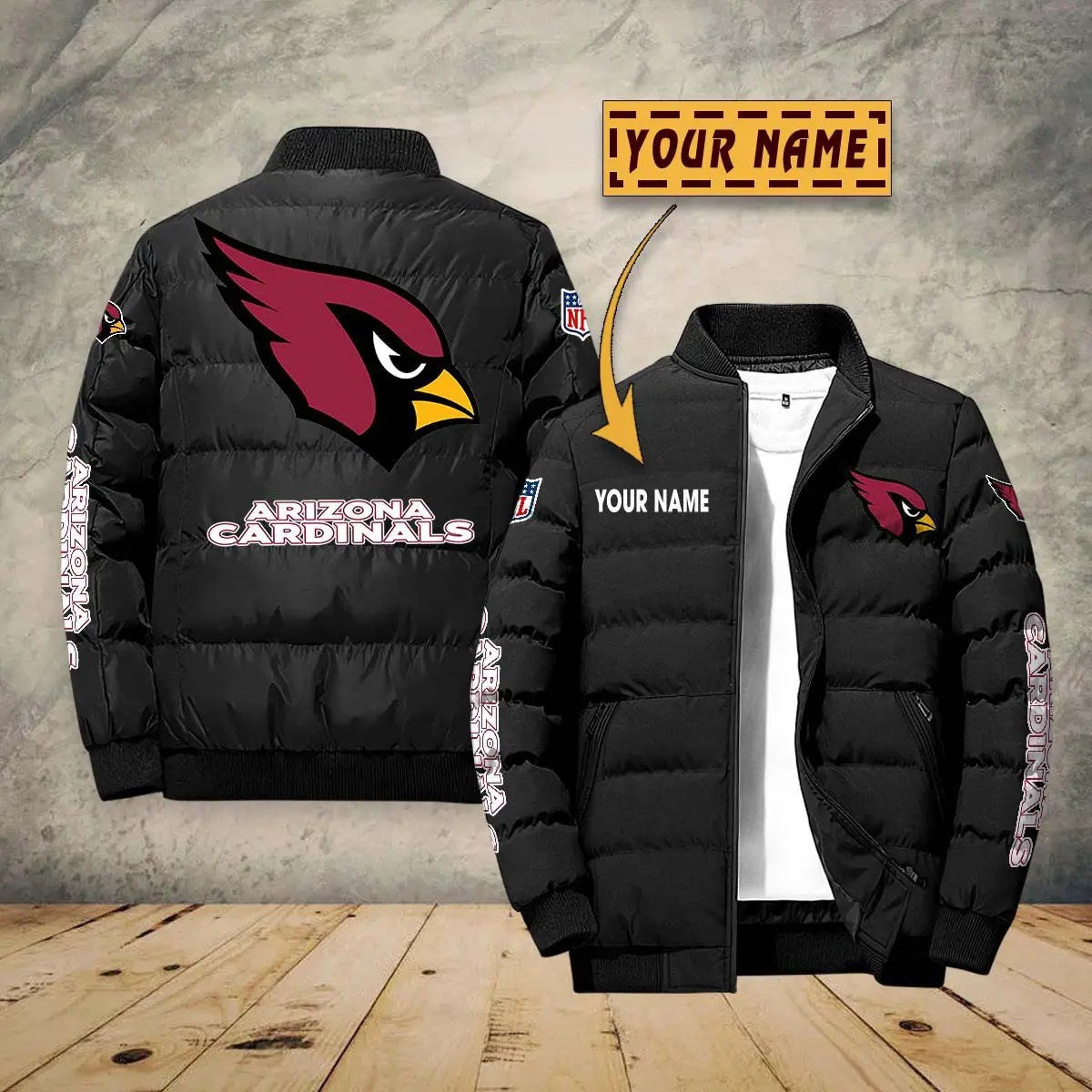 Arizona Cardinals New Personalized Winter Puffer Jacket AZBTPFKJ000001