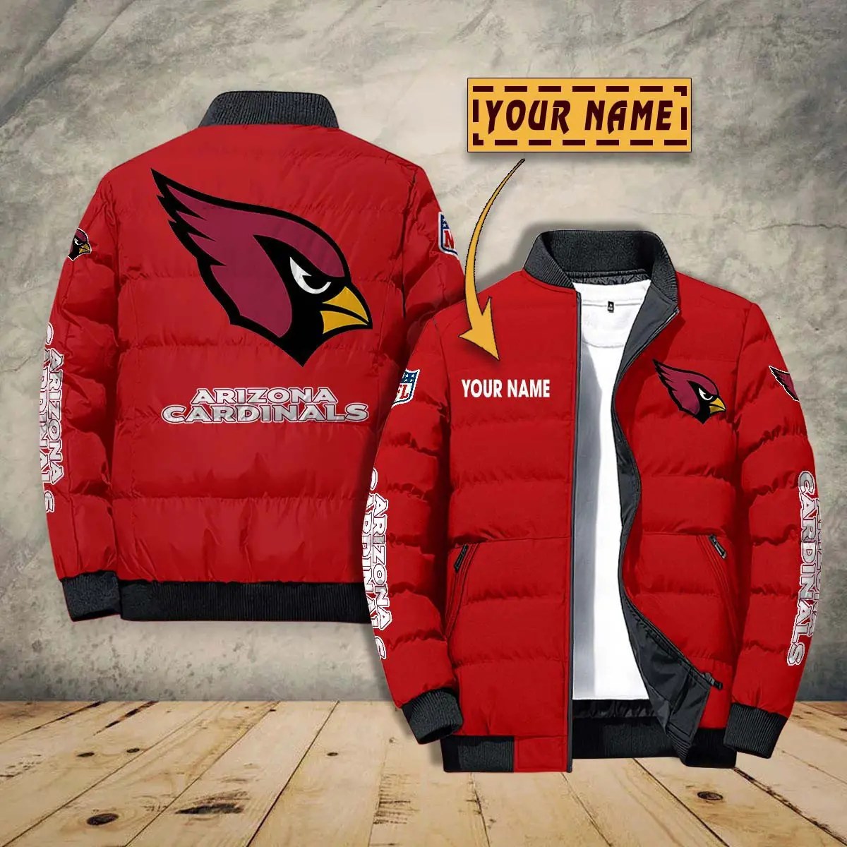 Arizona Cardinals New Personalized Winter Puffer Jacket AZBTPFKJ000001