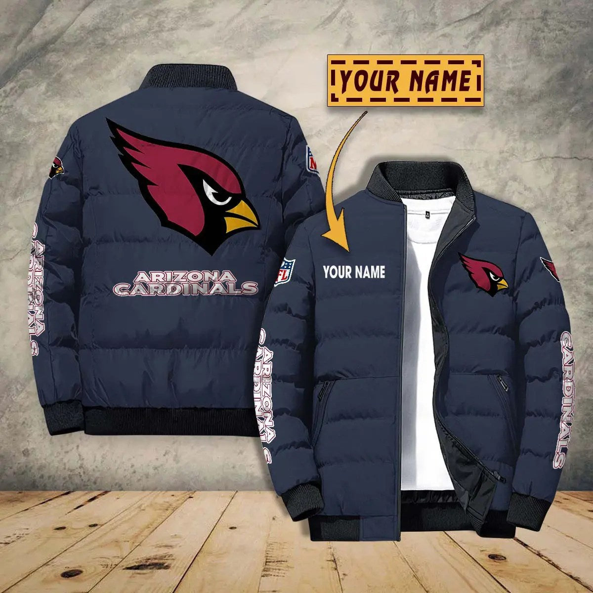 Arizona Cardinals New Personalized Winter Puffer Jacket AZBTPFKJ000001