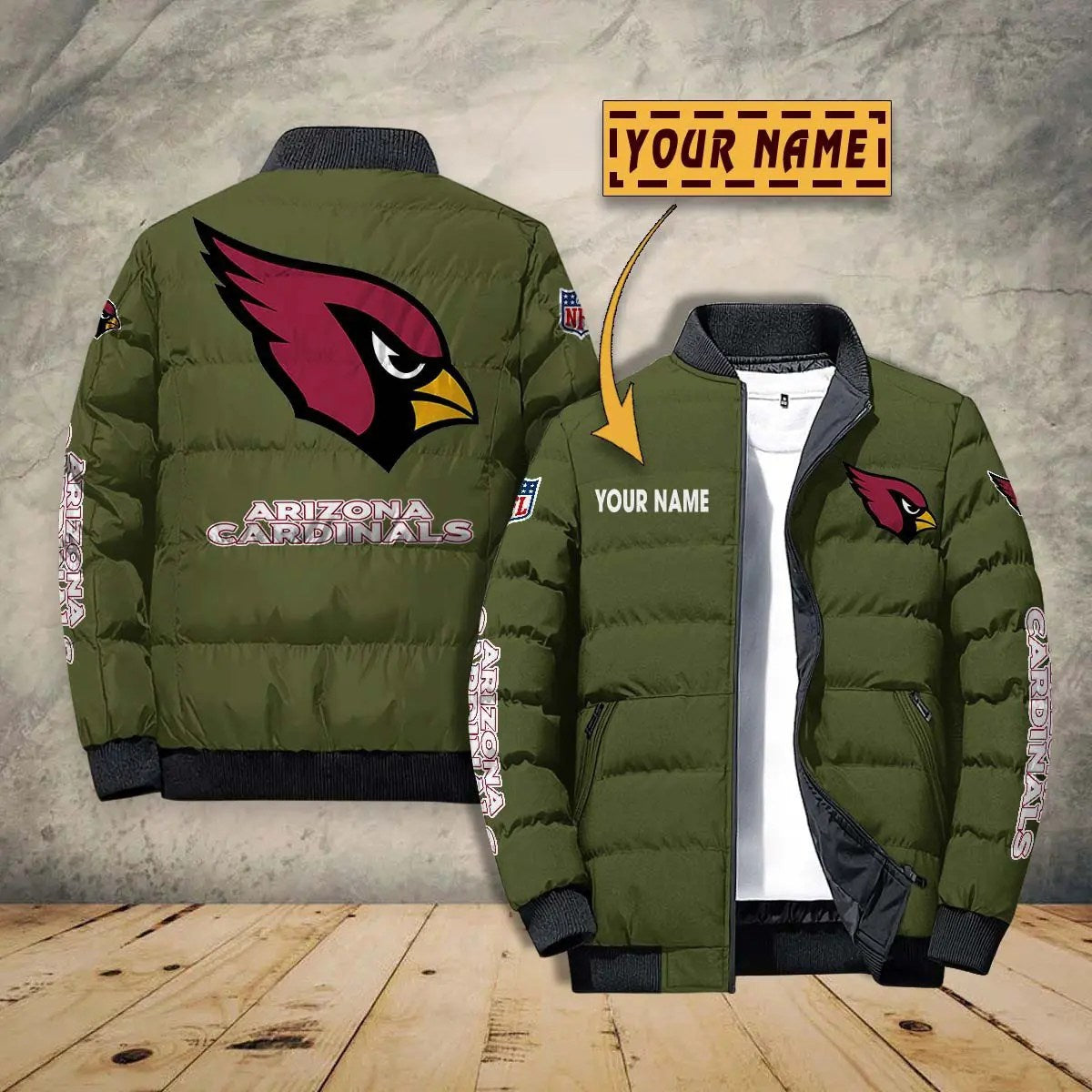 Arizona Cardinals New Personalized Winter Puffer Jacket AZBTPFKJ000001