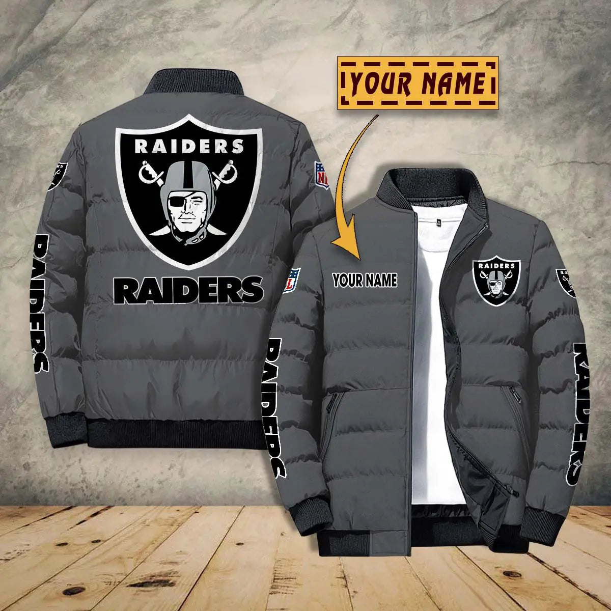 Las Vegas Raiders New Personalized Winter Puffer Jacket AZBTPFKJ000003