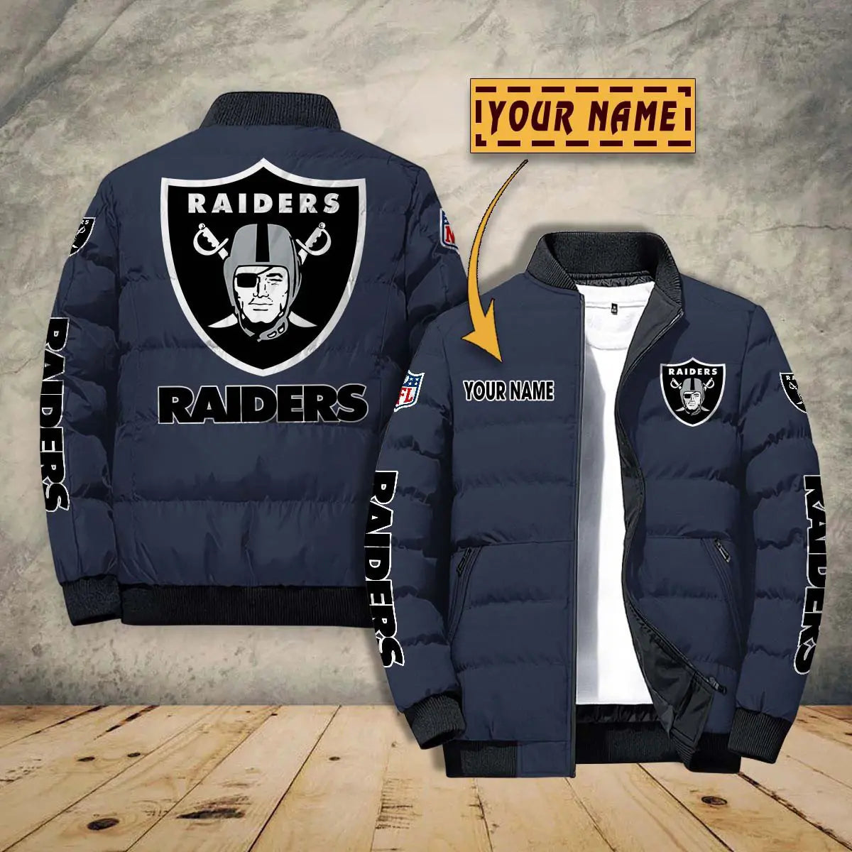 Las Vegas Raiders New Personalized Winter Puffer Jacket AZBTPFKJ000003