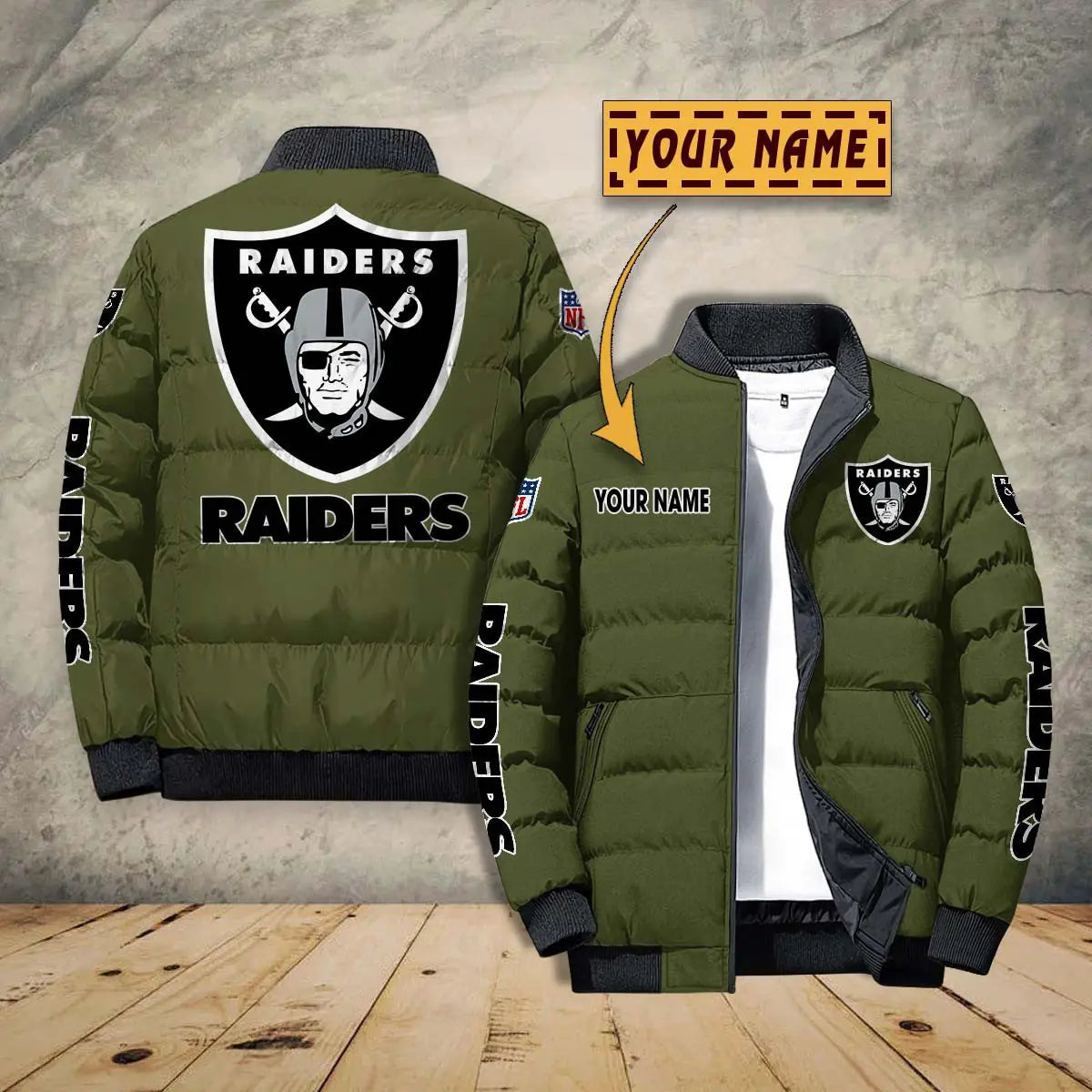 Las Vegas Raiders New Personalized Winter Puffer Jacket AZBTPFKJ000003