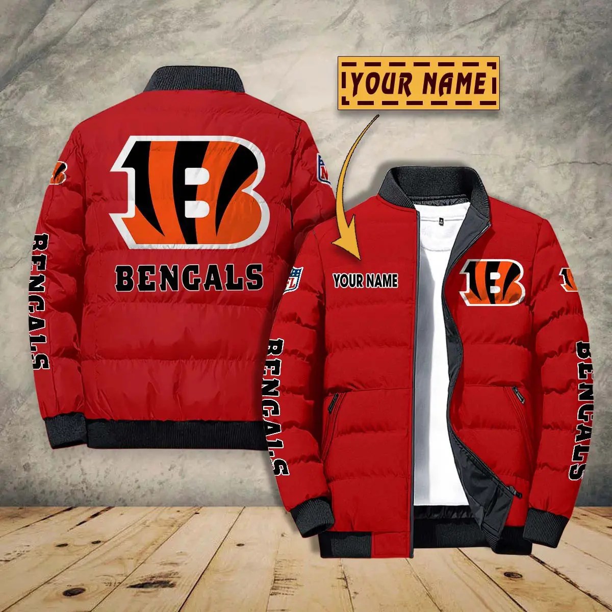 Cincinnati Bengals New Personalized Winter Puffer Jacket AZBTPFKJ000004