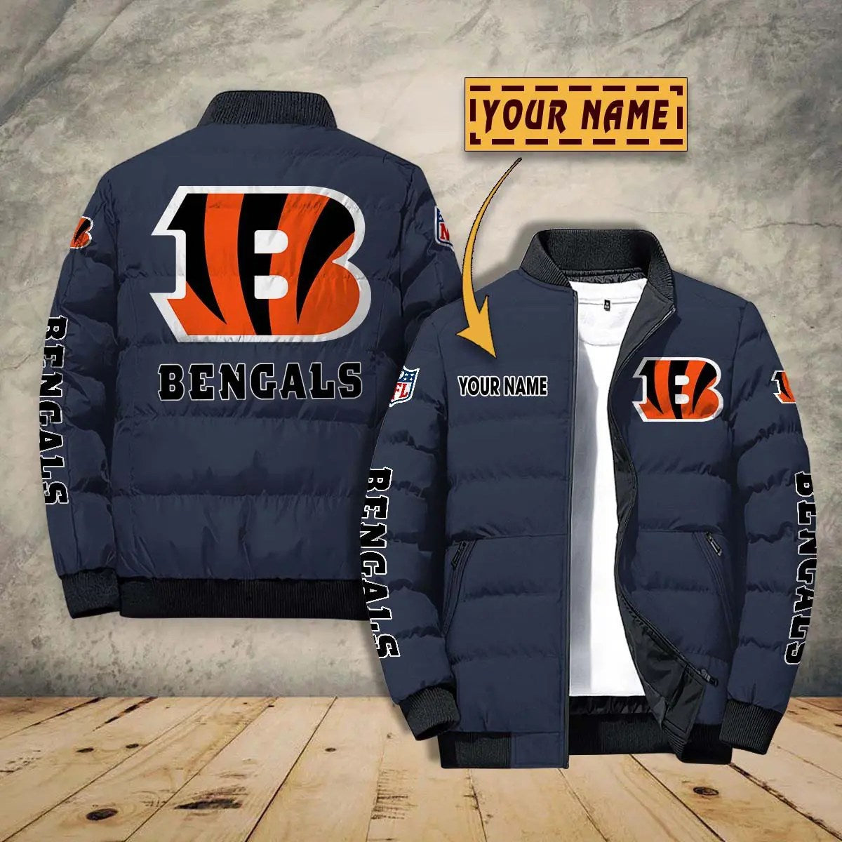Cincinnati Bengals New Personalized Winter Puffer Jacket AZBTPFKJ000004