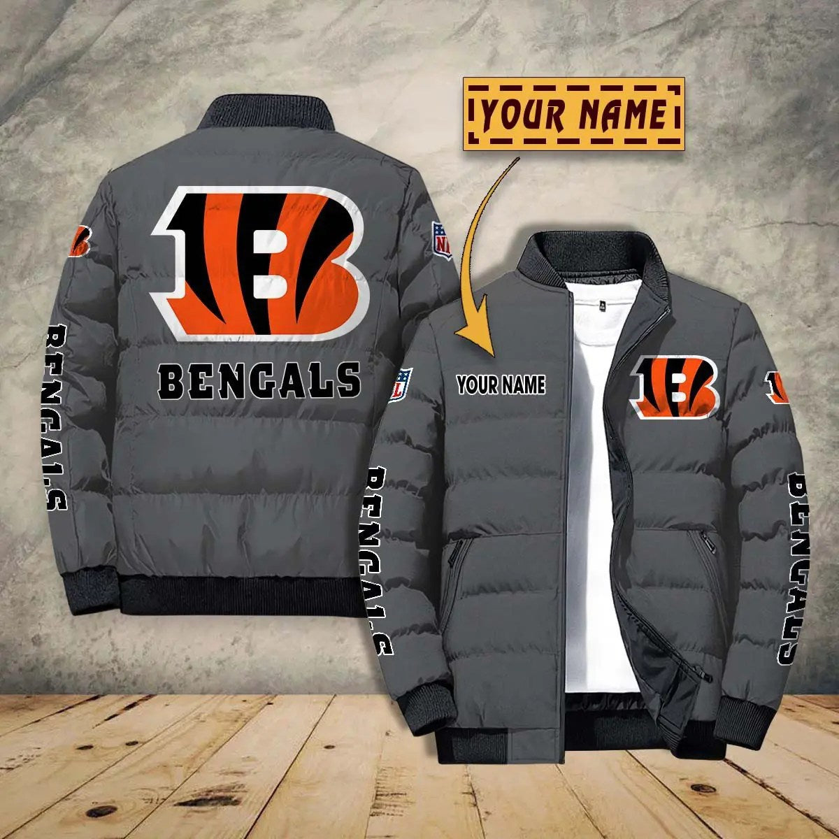 Cincinnati Bengals New Personalized Winter Puffer Jacket AZBTPFKJ000004