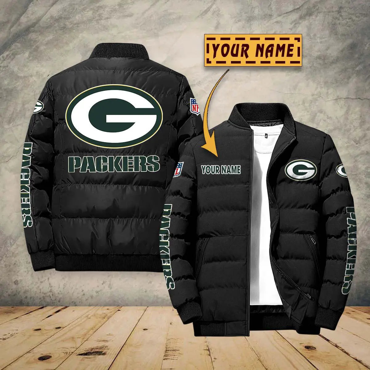 Green Bay Packers New Personalized Winter Puffer Jacket AZBTPFKJ000005