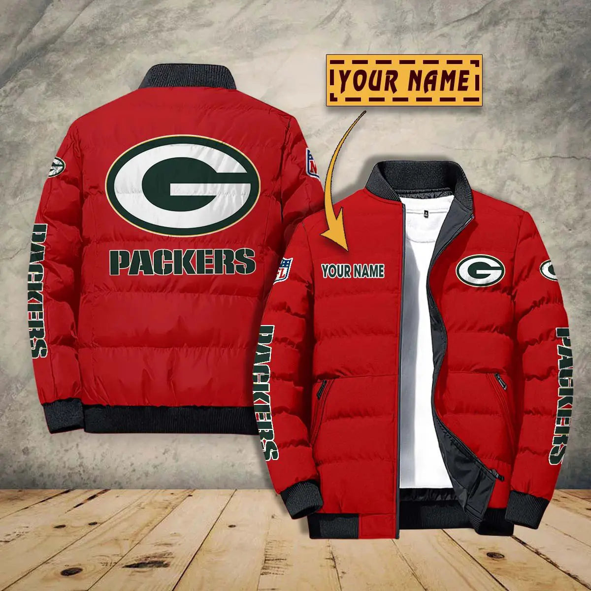 Green Bay Packers New Personalized Winter Puffer Jacket AZBTPFKJ000005