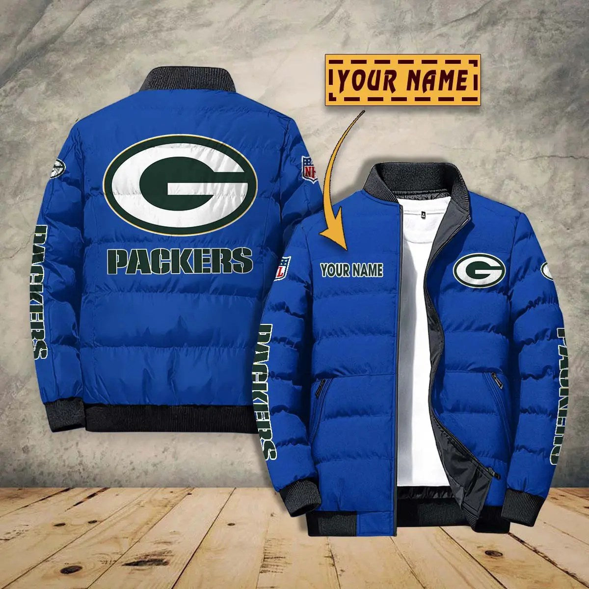 Green Bay Packers New Personalized Winter Puffer Jacket AZBTPFKJ000005