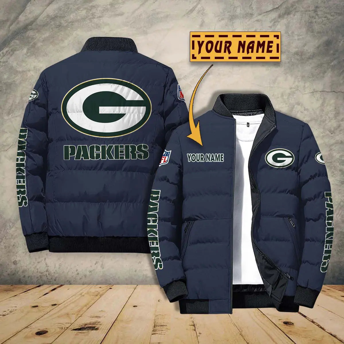 Green Bay Packers New Personalized Winter Puffer Jacket AZBTPFKJ000005