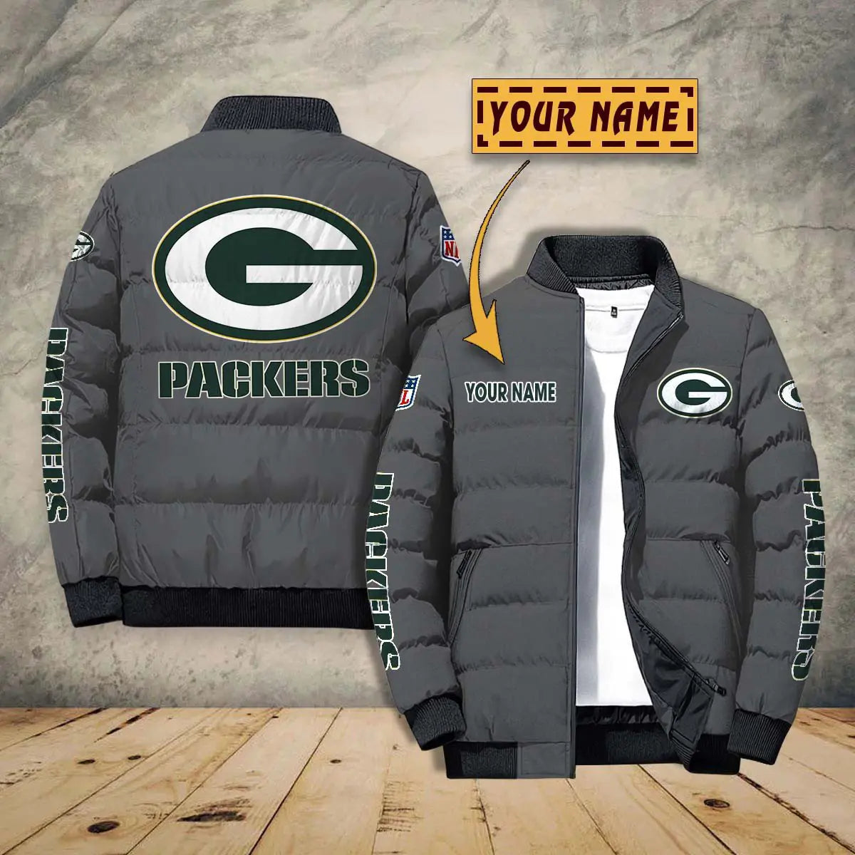 Green Bay Packers New Personalized Winter Puffer Jacket AZBTPFKJ000005