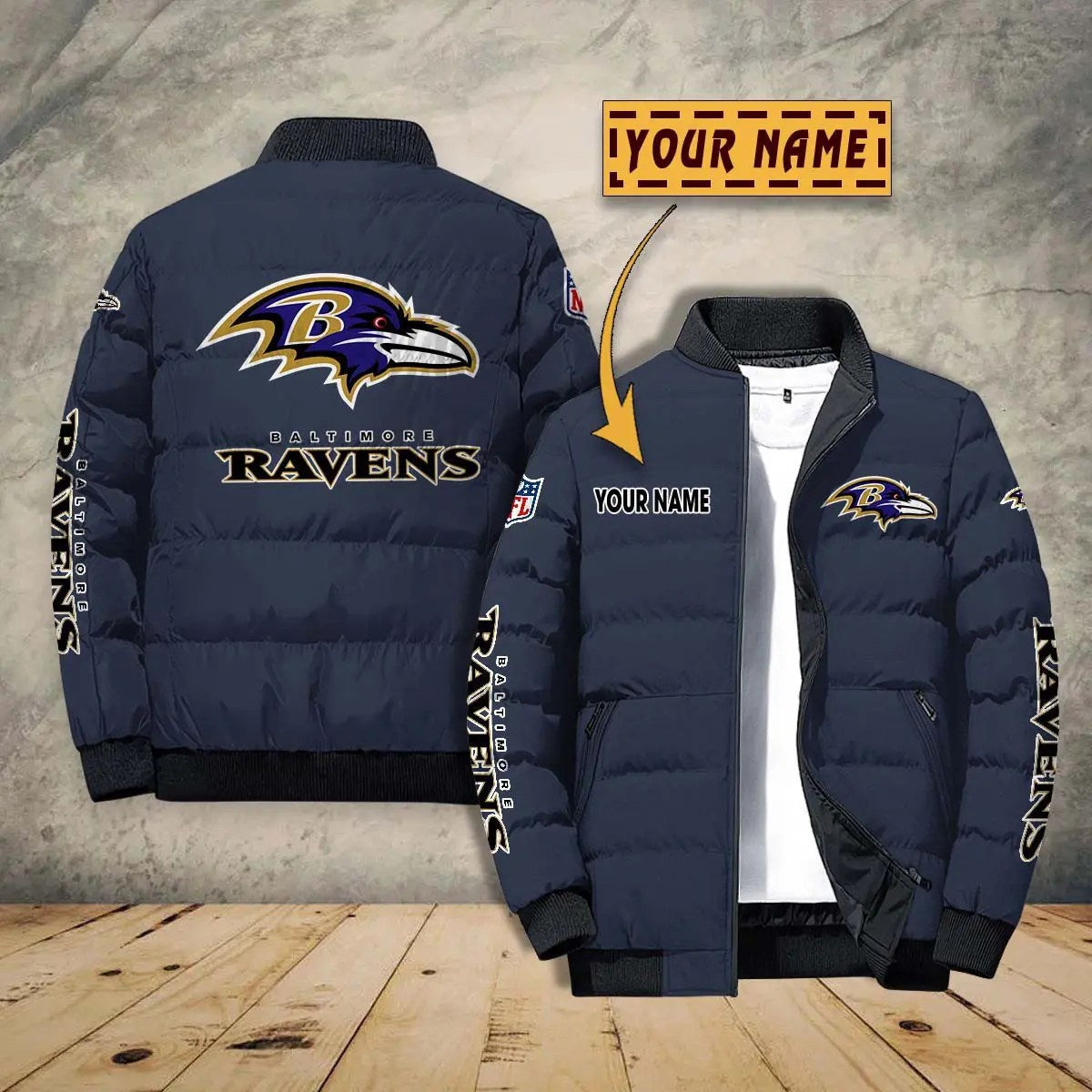 Baltimore Ravens New Personalized Winter Puffer Jacket AZBTPFKJ000006